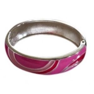 NWT Mixit silver tone and pink geometric latch closure bracelet 1960s look